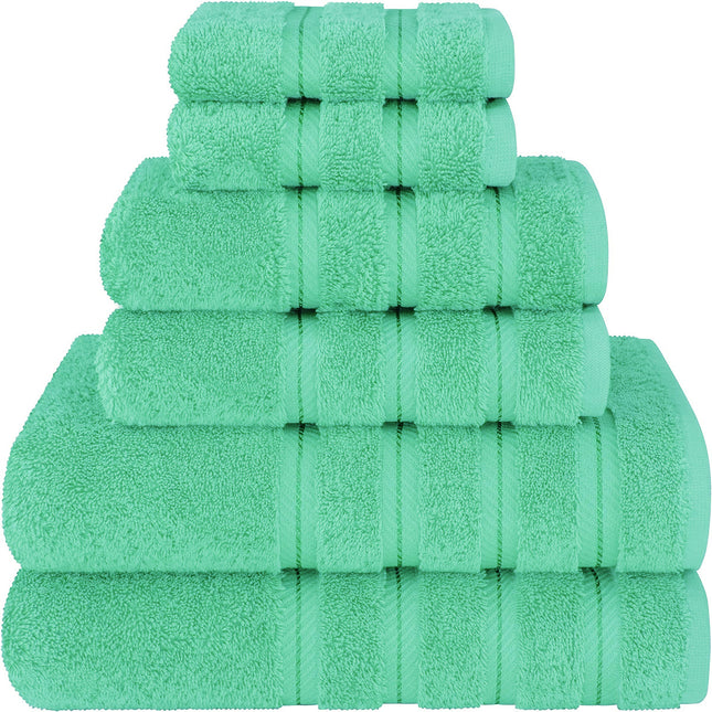 Green Luxury 6-Piece Combed Cotton Towel Bale Set - Ultra Soft & Absorbent Bath, Hand, Face Towels.
