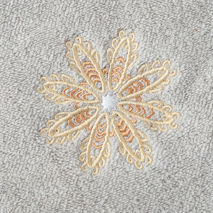 Grey 4-Pack Elegant Glod Floral Embroidered Cotton Hand Towels - Ultra Soft & Absorbent.