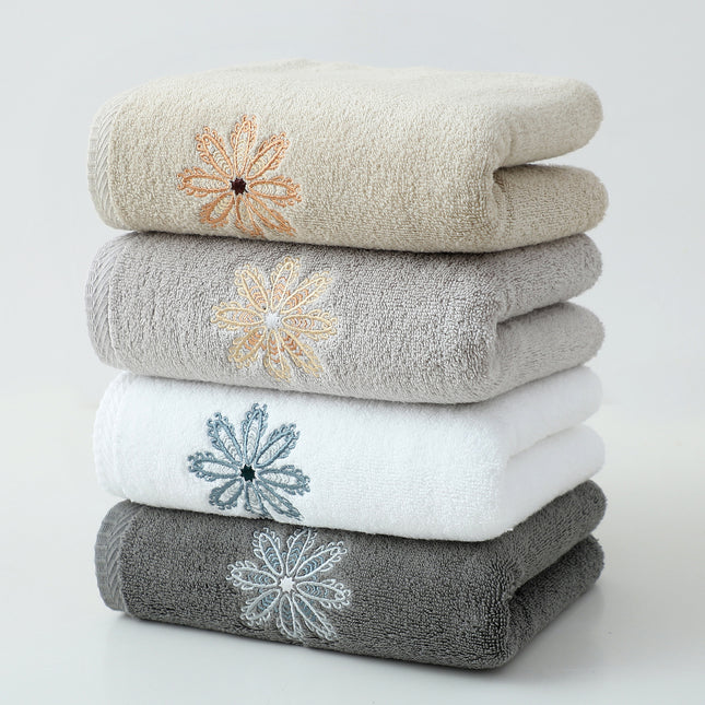 Color Mixing 4-Pack Elegant Floral Embroidered Cotton Hand Towels - Ultra Soft & Absorbent.