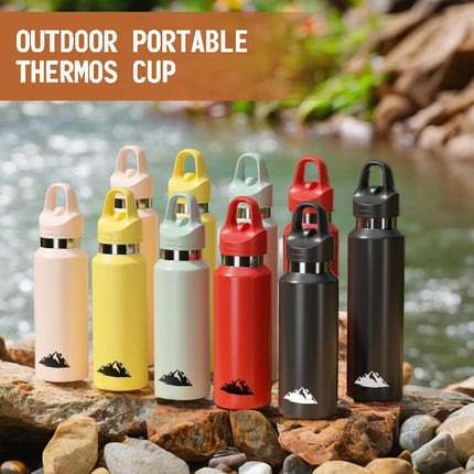 Yellow 680ml Insulated Stainless Steel Water Bottle - Leakproof One-Click Lid Thermal Flask for Hot & Cold Drinks.