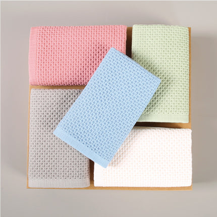 Blue Premium 3-Piece Waffle Weave Cotton Towel Set - Lightweight, Quick-Dry & Absorbent - Bath, Hand, Face Cloth.