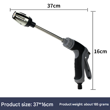 Black and Grey Heavy Duty Long Wand Garden Hose Nozzle - High Pressure Water Spray Gun with Adjustable Patterns for Car Wash, Plants & Cleaning.