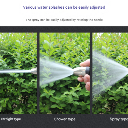 Black and Grey Heavy Duty Long Wand Garden Hose Nozzle - High Pressure Water Spray Gun with Adjustable Patterns for Car Wash, Plants & Cleaning.