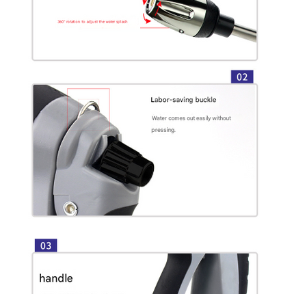 Black and Grey Heavy Duty Long Wand Garden Hose Nozzle - High Pressure Water Spray Gun with Adjustable Patterns for Car Wash, Plants & Cleaning.