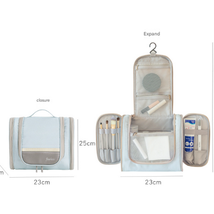 Dark Blue Large Capacity Hanging Travel Toiletry Bag - Portable Waterproof Organizer for Cosmetics, Makeup & Toiletries with Multiple Compartments.