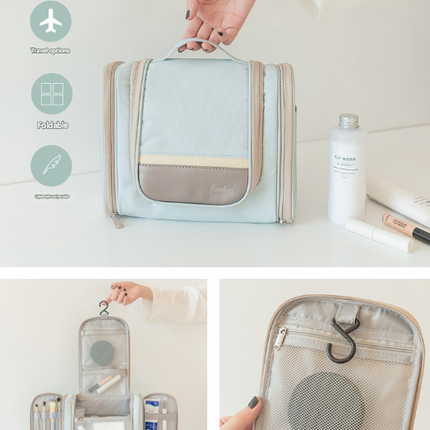 Dark Blue Large Capacity Hanging Travel Toiletry Bag - Portable Waterproof Organizer for Cosmetics, Makeup & Toiletries with Multiple Compartments.