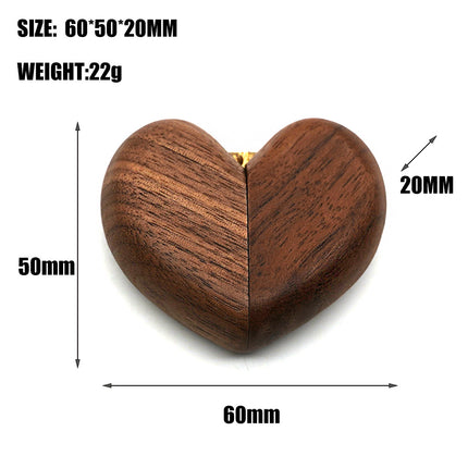 Brown Elegant Walnut Wood Heart Ring Box - Magnetic Closure for Proposal, Engagement & Wedding Jewelry.