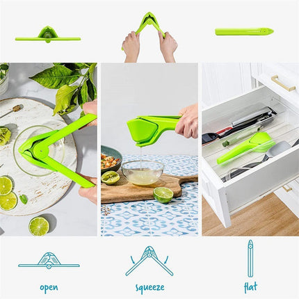 3 Pcs Green Easy-Squeeze Manual Citrus Juicer - Durable Lemon & Orange Squeezer with Pour Spout, Food-Grade PP.