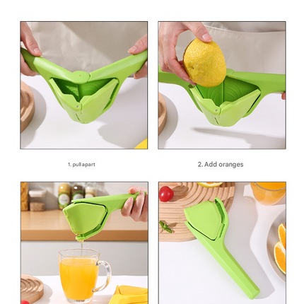 3 Pcs Green Easy-Squeeze Manual Citrus Juicer - Durable Lemon & Orange Squeezer with Pour Spout, Food-Grade PP.