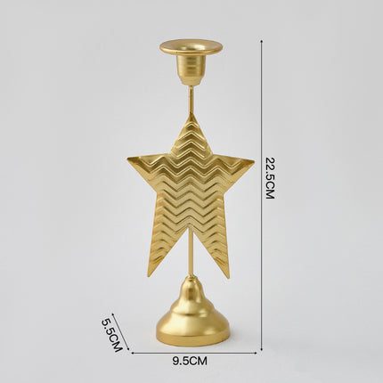 Gold Elegant Star Metal Candlestick Holder - Decorative Taper Candle Stand for Home, Tabletop & Special Occasions.