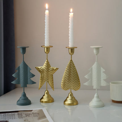 Black Elegant Star Metal Candlestick Holder - Decorative Taper Candle Stand for Home, Tabletop & Special Occasions.