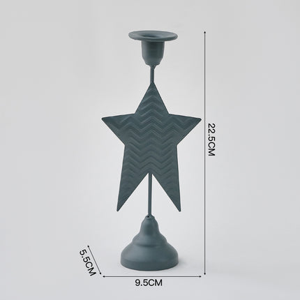 Grey Elegant Star Metal Candlestick Holder - Decorative Taper Candle Stand for Home, Tabletop & Special Occasions.