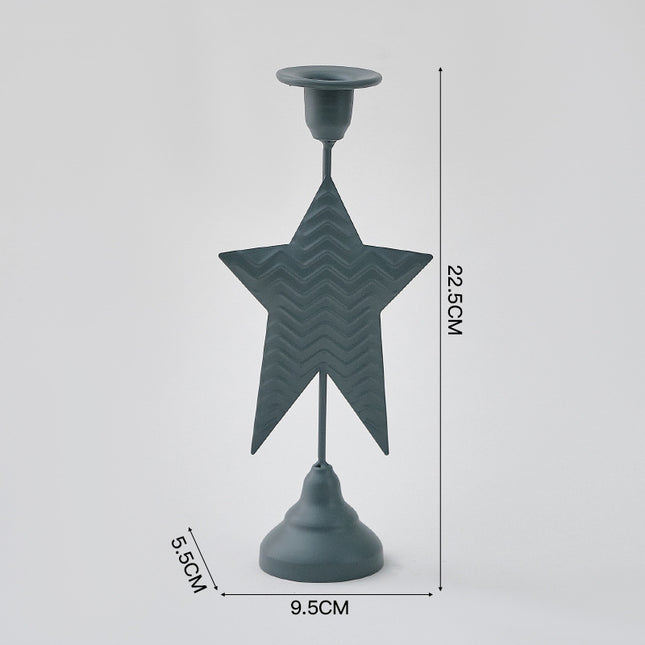 Grey Elegant Star Metal Candlestick Holder - Decorative Taper Candle Stand for Home, Tabletop & Special Occasions.