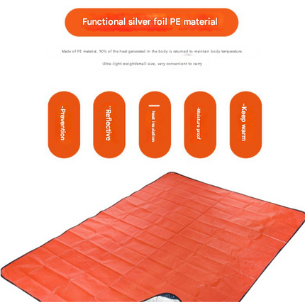 Heavy Duty PE Emergency Survival Blanket - Waterproof Thermal Reflective Tarp (Orange/Silver).