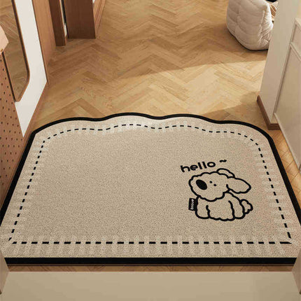 Long-eared Dog Set of 2 Cartoon PVC Coil Entrance Mats - Non-Slip Dirt Trapping Door Mats (50x80cm).