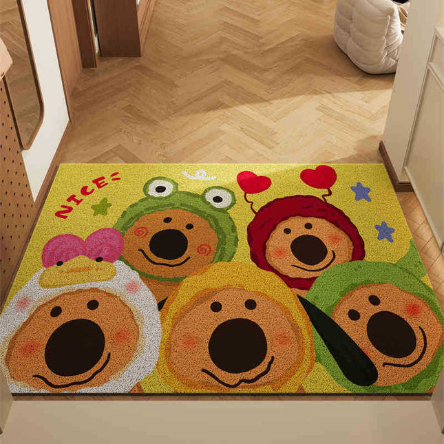 Group Photo Of Dogs Set of 2 Cartoon PVC Coil Entrance Mats - Non-Slip Dirt Trapping Door Mats (50x80cm).