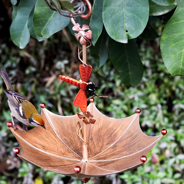 Dragonflies Charming Hanging Umbrella Bird Feeder - Decorative Outdoor Garden Accent.