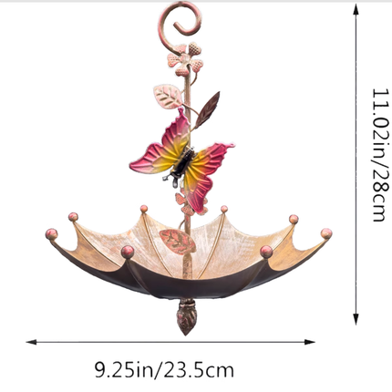 Butterfly Charming Hanging Umbrella Bird Feeder - Decorative Outdoor Garden Accent.