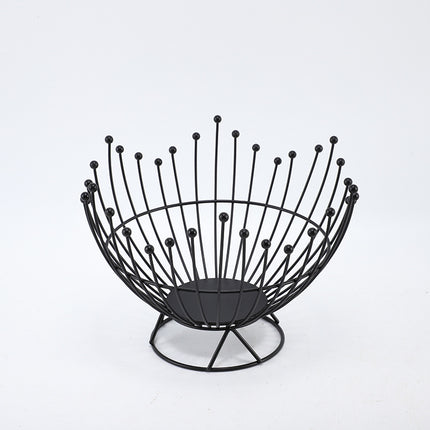 Pedestal Base Black Modern Metal Wire Fruit Basket Bowl - Countertop Storage for Fruit & Snacks.