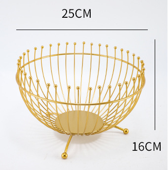 Small Feet Gold Modern Metal Wire Fruit Basket Bowl - Countertop Storage for Fruit & Snacks.