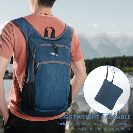 Navy Blue Ultra Lightweight Packable Backpack - Foldable Daypack for Hiking & Travel.