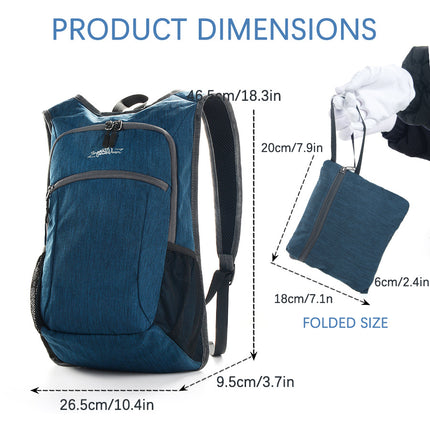 Navy Blue Ultra Lightweight Packable Backpack - Foldable Daypack for Hiking & Travel.