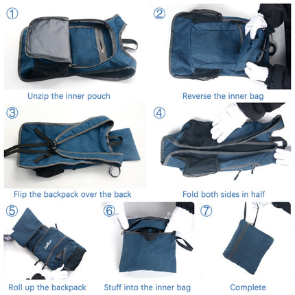 Navy Blue Ultra Lightweight Packable Backpack - Foldable Daypack for Hiking & Travel.