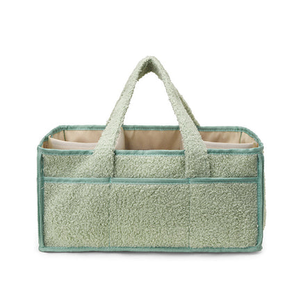 Green Large Plush Nappy Caddy Organizer - Portable Diaper Storage Bin & Nursery Tote Bag.
