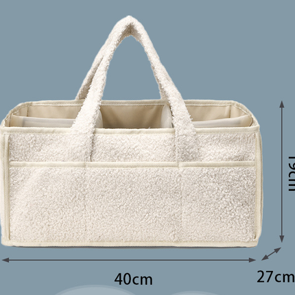 Green Large Plush Nappy Caddy Organizer - Portable Diaper Storage Bin & Nursery Tote Bag.