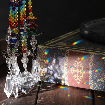 Set of 6 Crystal Suncatcher Hanging Ornaments - Butterfly Star Moon Prism Window Decor.