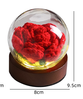 Gradient cyan Rose Knitted Flower LED Dome Lamp - USB Touch 3-Color Night Light.