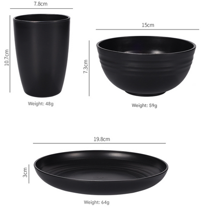 Stylish White Wheat Straw Dinnerware Set - 24 Pieces Including Plates, Bowls & Cups.