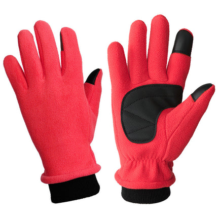 M Red Warm Windproof Touchscreen Gloves - Anti-Slip Grip for Winter Cycling & Outdoor Sports.