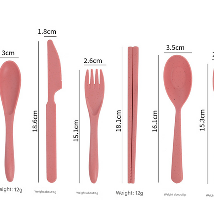 Dark Green Durable Eco-Friendly Wheat Straw Dinnerware Set - 24 Pieces with Plates, Bowls, Cups & Cutlery.