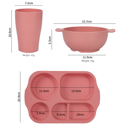Dark Green Durable Eco-Friendly Wheat Straw Dinnerware Set - 24 Pieces with Plates, Bowls, Cups & Cutlery.
