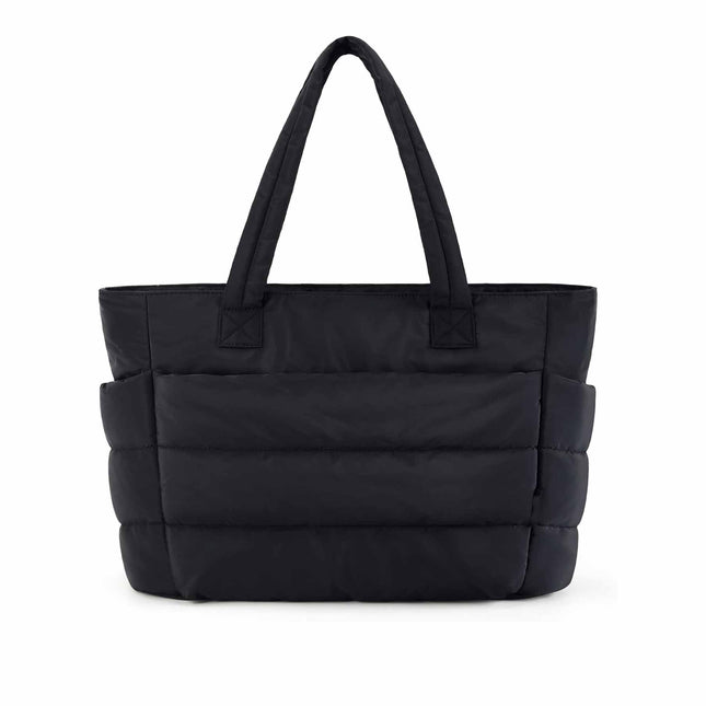Black Large Capacity Nylon Tote Bag for Women - Fashionable Travel Shoulder & Crossbody Handbag.