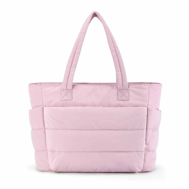 Pink Large Capacity Nylon Tote Bag for Women - Fashionable Travel Shoulder & Crossbody Handbag.