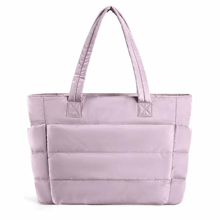 Light Purple Large Capacity Nylon Tote Bag for Women - Fashionable Travel Shoulder & Crossbody Handbag.