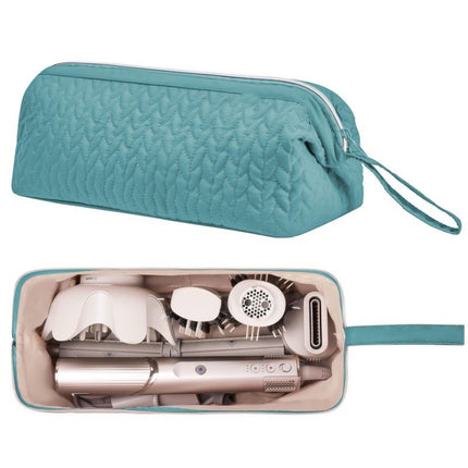Green Hair Styler Travel Case - Protective Storage Organizer Bag for Dryer, Curling Iron & Accessories.