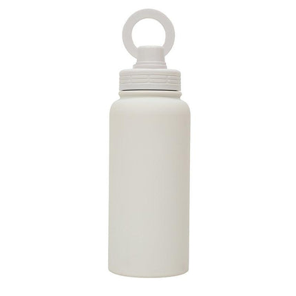 White Premium 35oz Stainless Steel Insulated Sports Bottle with Magnetic Phone Holder Lid.