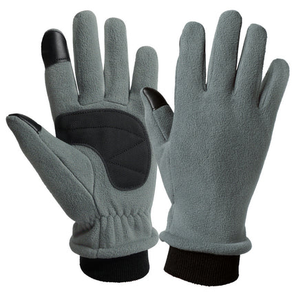 S Grey Warm Windproof Touchscreen Gloves - Anti-Slip Grip for Winter Cycling & Outdoor Sports.