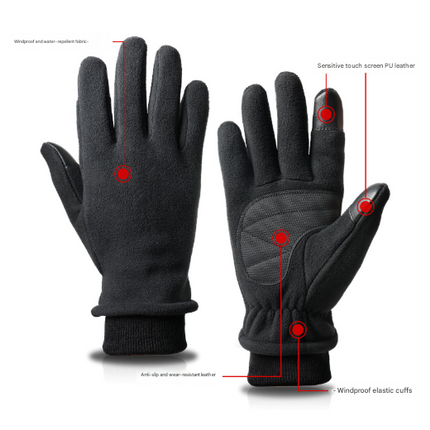 S Grey Warm Windproof Touchscreen Gloves - Anti-Slip Grip for Winter Cycling & Outdoor Sports.