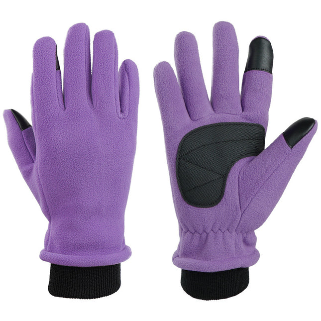 L Purple Warm Windproof Touchscreen Gloves - Anti-Slip Grip for Winter Cycling & Outdoor Sports.
