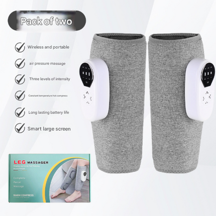 [Two Pack] Three Modes + Three Vibrations + Three Heat Packs Multifunctional Electric Leg Massager with Air Wave Technology and Heat Therapy - 55x30x0.2cm.