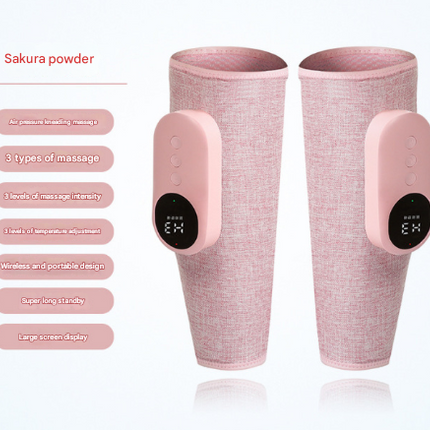 Two-piece Pink Portable Leg Air Pressure Massager with Constant Heat - Slimming and Relaxation.