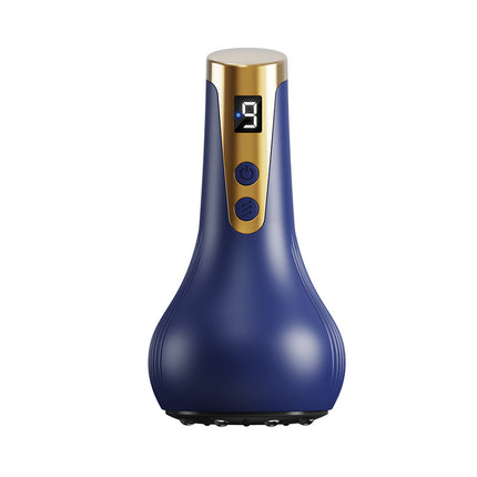 Blue Electric Meridian Scraping Massager with Air Release Valve - Full Body Suction Therapy, 16.6x8.4cm.