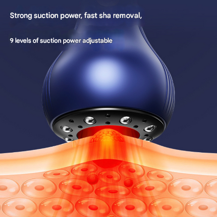 Blue Electric Meridian Scraping Massager with Air Release Valve - Full Body Suction Therapy, 16.6x8.4cm.
