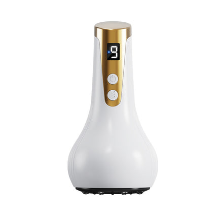 White Electric Meridian Scraping Massager with Air Release Valve - Full Body Suction Therapy, 16.6x8.4cm.