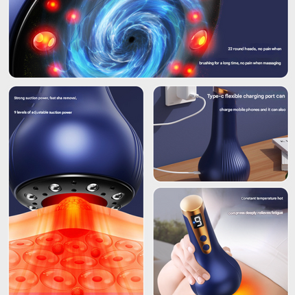 White Electric Meridian Scraping Massager with Air Release Valve - Full Body Suction Therapy, 16.6x8.4cm.