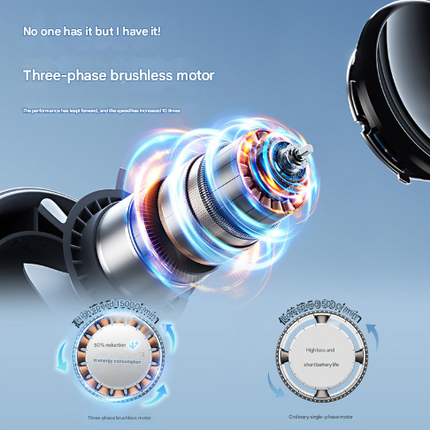 Grey Mini Bladeless Handheld Fan - USB Rechargeable, Quiet Portable Desk Fan.